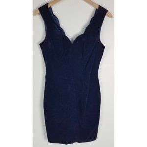 Vintage Roberta Women's 5/6 Iridescent Purple/Blue Velvet Scalloped V-Neck Dress